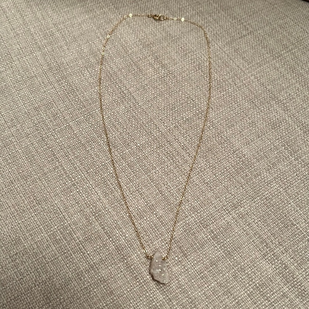 Gold Necklace with Crystal Pendant